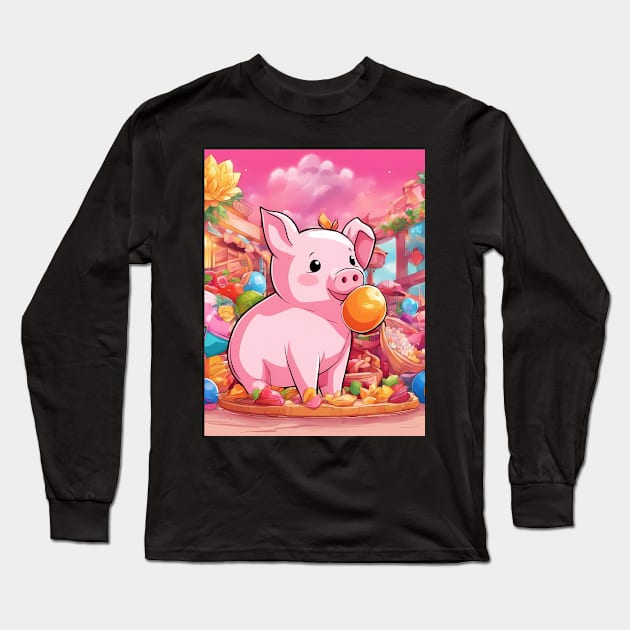 Swine Sensation Long Sleeve T-Shirt by animegirlnft